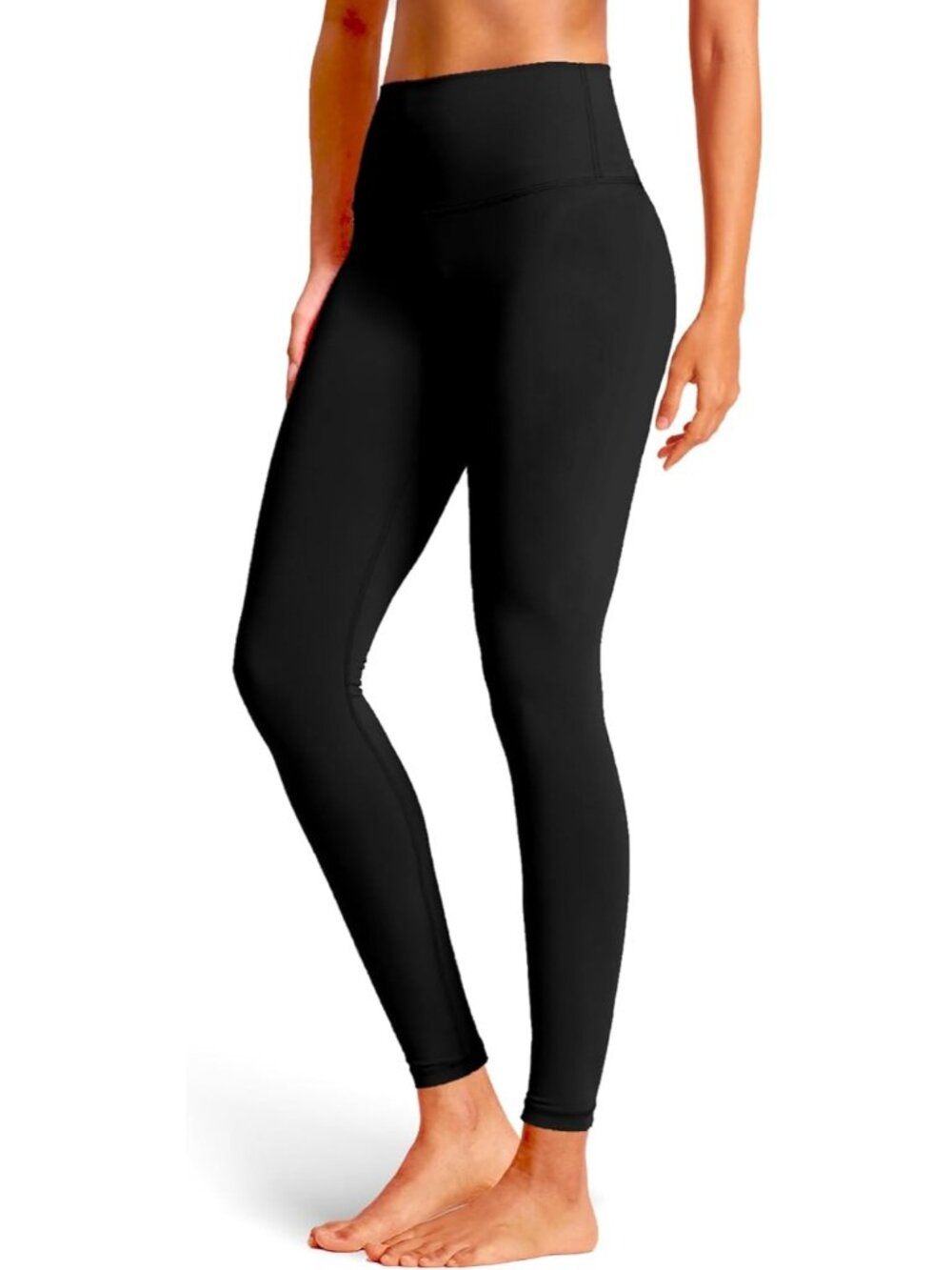 Women's Black Tummy Control Opaque High Waisted Imported Yoga Leggings